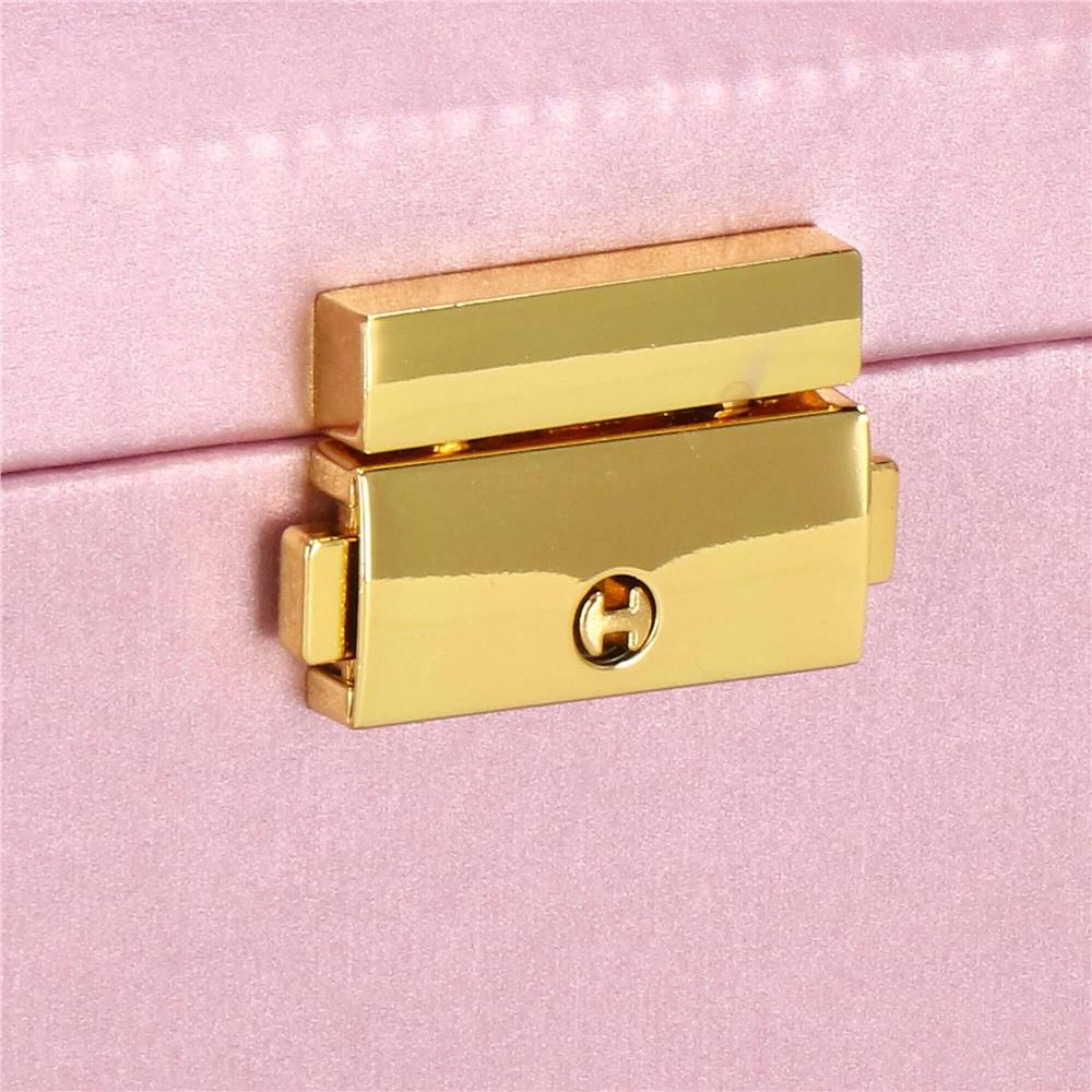 (DL) Cutie depozitare si organizare bijuterii, MDF, piele ecologica si velur, 17,5 x 14 x 12,5cm, roz