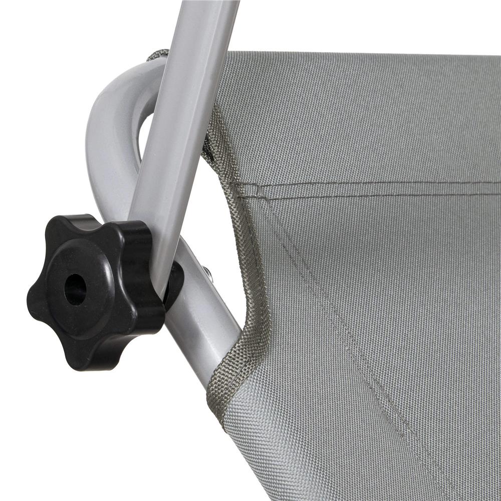 Sezlong pliabil cu parasolar, 188x57x38cm, sarcina 120kg, gri