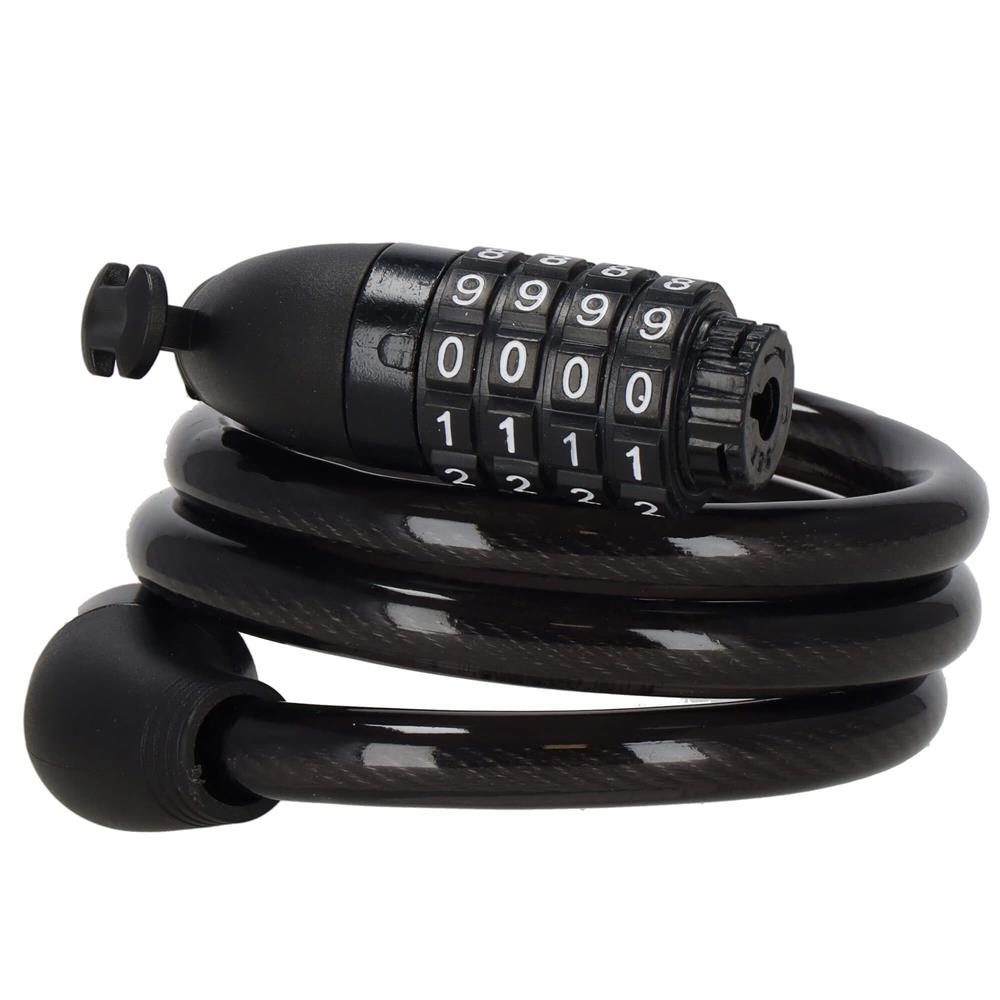 Lant antifurt bicicleta si trotineta, inchidere cifru, lungime 95 cm, Otel, Negru