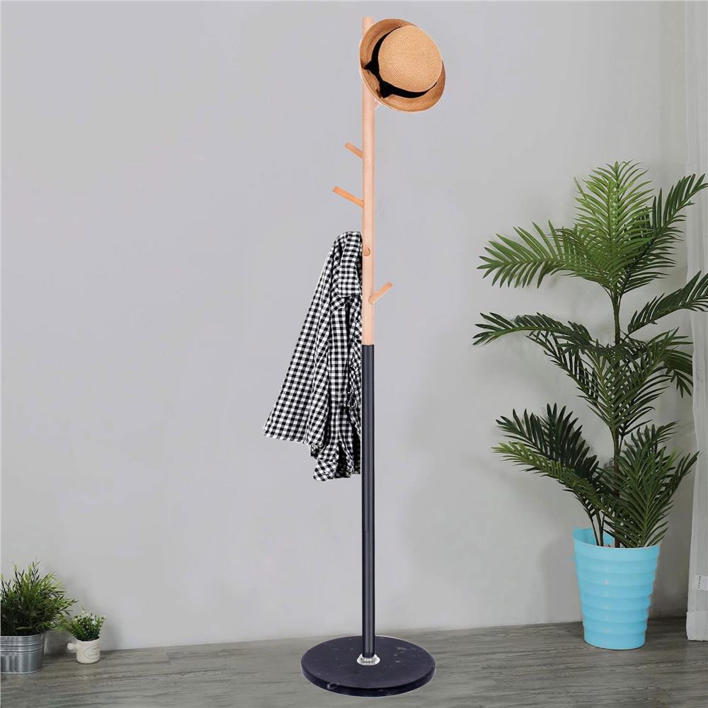 Cuier tip pom din metal , 6 agatatoare, 180cm, negru maro