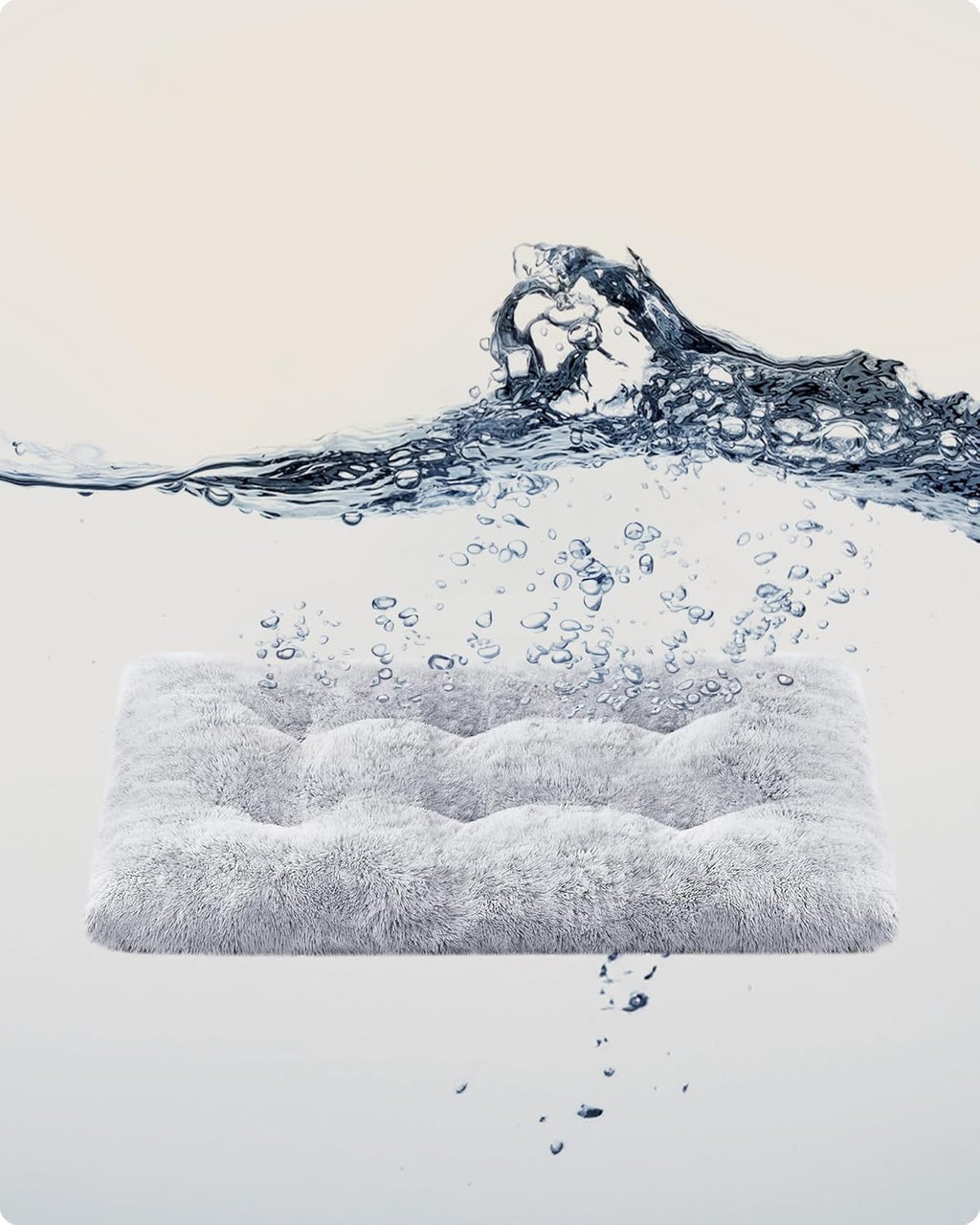 FEANDREA Pat pufos pentru caini de dimensiune mare, captuseala moale cu fir lung, lavabil la masina, 122x74 cm, gri deschis