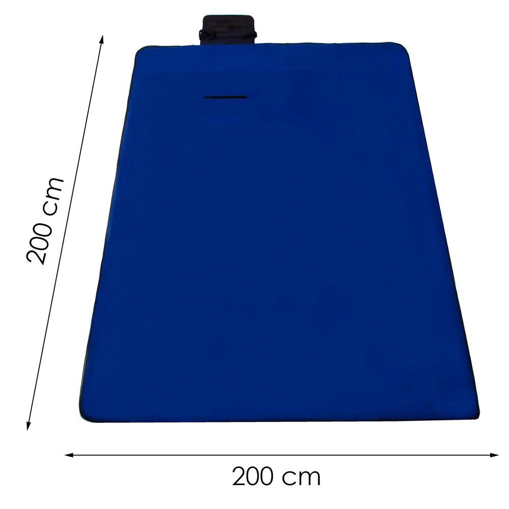 Patura pentru picnic sau plaja, cu folie izolatoare si maner, 200x200cm, albastru cobalt
