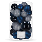 Set globuri de Craciun, 30 bucati, 3 modele, 4/5/6cm, albastru deschis