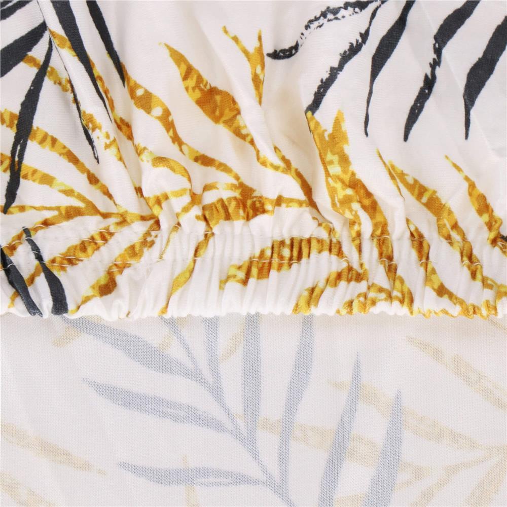 Husa pentru scaun, marime universala, poliester si spandex, 38x70cm, alb, gri si galben