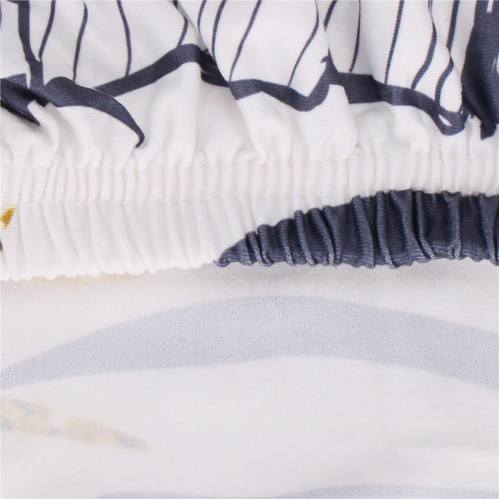 Set 4 huse pentru scaun, marime universala, poliester si spandex, 38x70cm, alb, nuante de bleumarin, galben