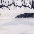 Husa pentru scaun, marime universala, poliester si spandex, 38x70cm, alb, nuante de bleumarin, galben