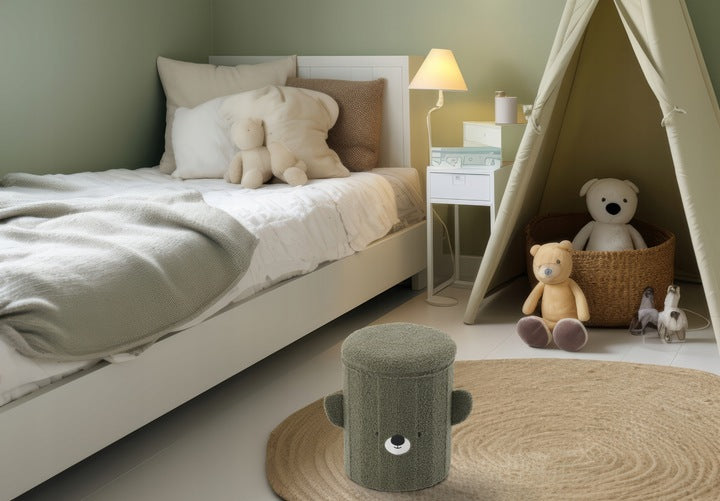 Taburet pentru copii, pliabil cu spatiu depozitare, 80kg, 28×34 cm, verde