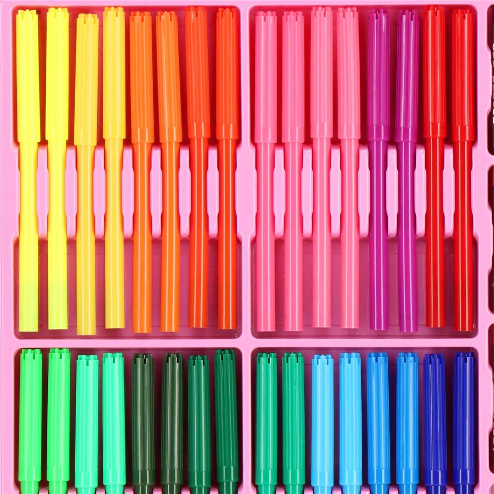 Set de pictura si desen pentru copii, 258 de piese, trusa plastic roz