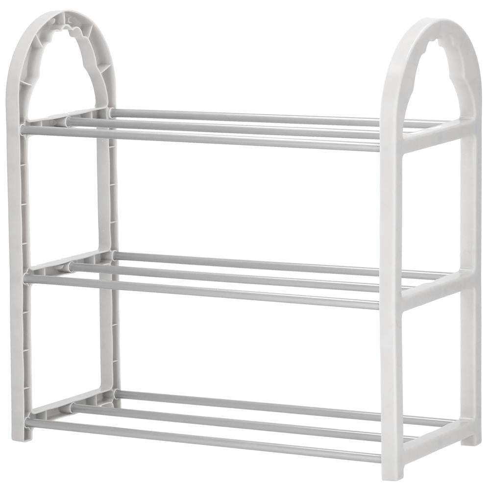 Pantofar PVC si metal,  cu 3 rafturi, 49x48cm, argintiu