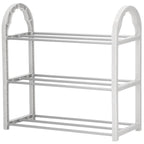 Pantofar PVC si metal,  cu 3 rafturi, 49x48cm, argintiu