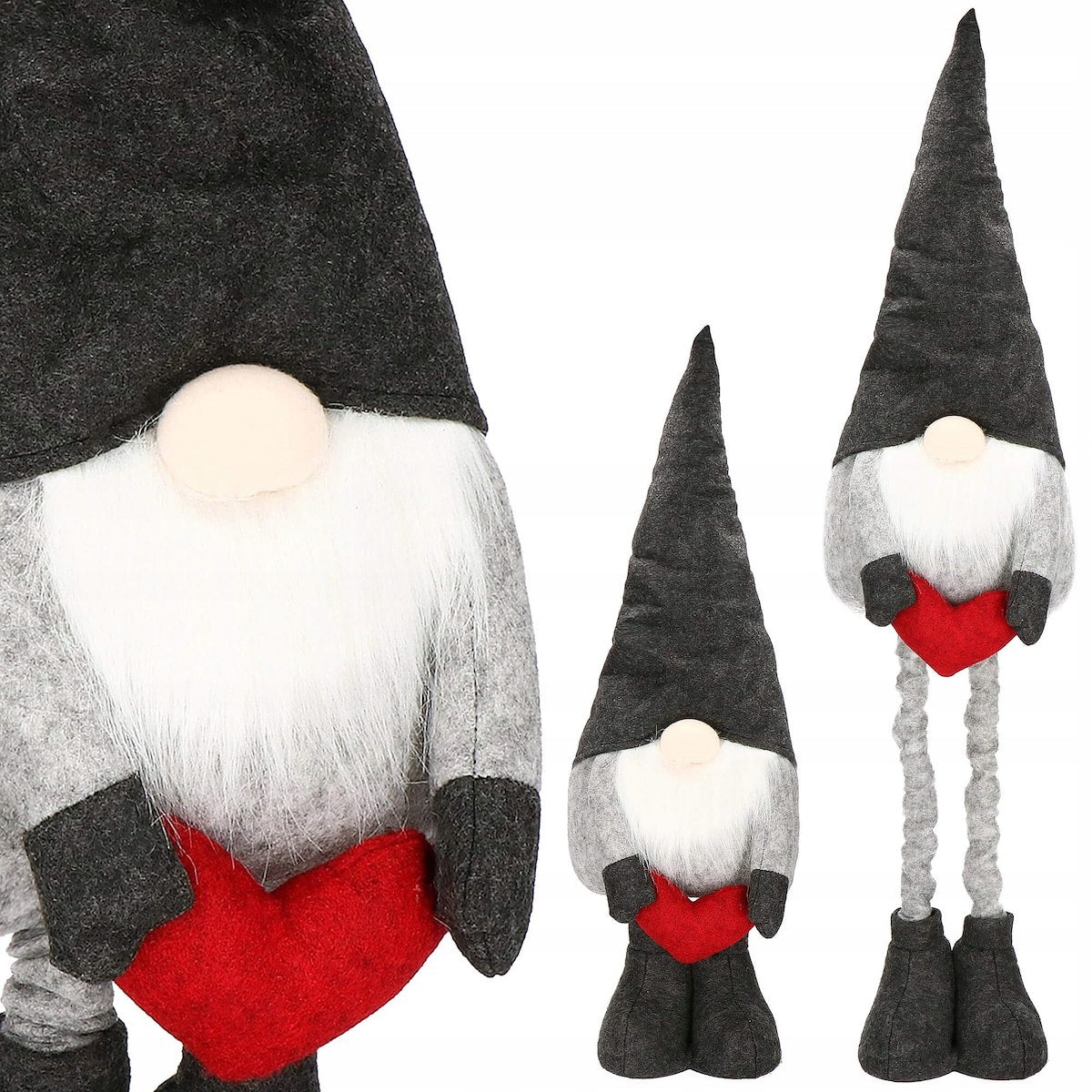 Figurina Craciun, Spiridus, picioare telescopice, inaltime extensibila 63-93cm