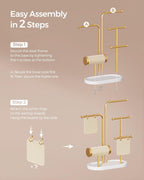 SONGMICS Stand suport pentru depozitare si expunere bijuterii, otel, 11x20x32 cm, auriu