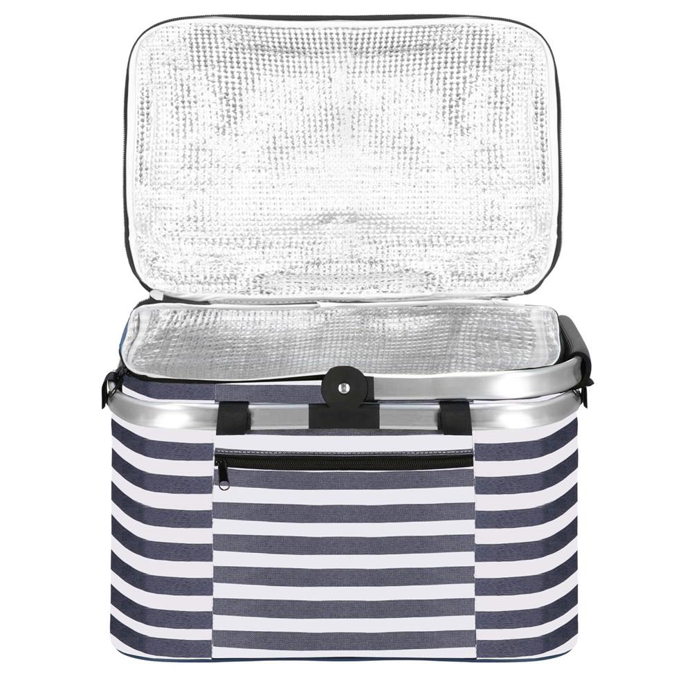 Geanta pentru picnic sau plaja, termoizolanta, 28 litri, alb albastru