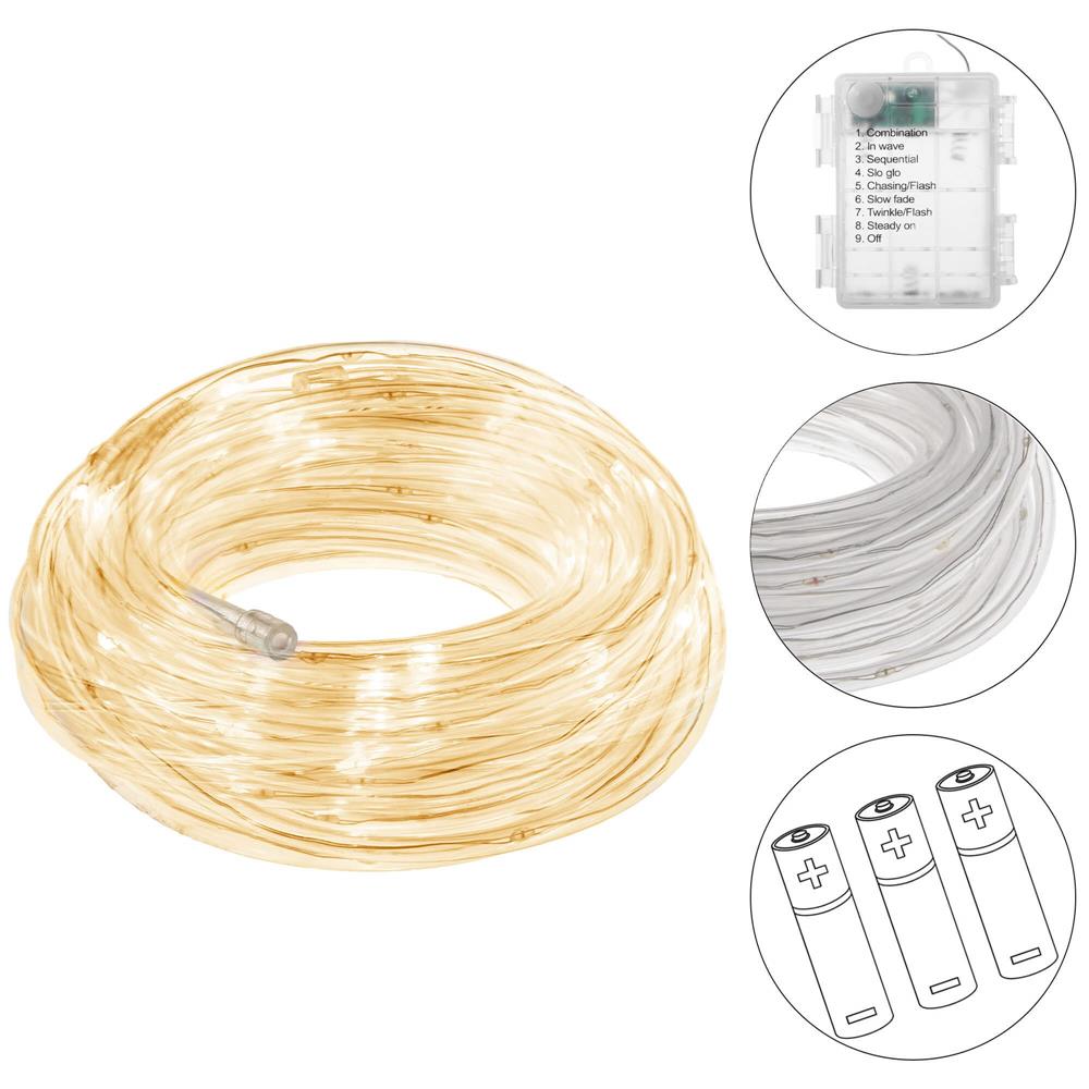 (DL) Instalatie tub furtun luminos pentru Craciun cu baterii 3xAA, 50 LED-uri, 5m, galben