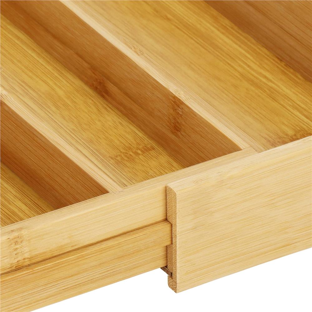 Organizator tacamuri si ustensile bucatarie, bambus, extensibil 28-45x33x5cm