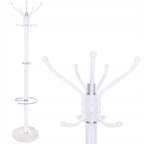 Cuier tip pom din metal cu baza de marmura, 14 agatatoare, 176cm, alb