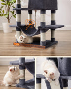 FEANDREA Ansamblu de joaca pisici, tip copac, XXL, loc pentru 6 pisici, 55x45x168 cm, gri inchis