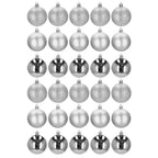 Set globuri de Craciun, 30 bucati, 3 modele, 6cm, argintiu