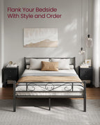 VASAGLE Set de 2 noptiere din bambus, cu 2 sertare, 35x40x60 cm, negru