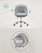 SONGMICS Scaun de birou ergonomic, inaltime reglabila, 60x60x(80-90) cm, gri