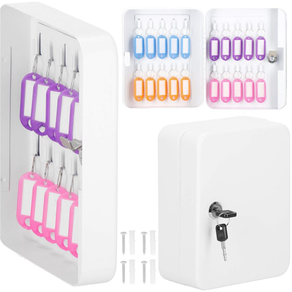 Cutie metalica din otel pentru 20 chei, echipata, 20x16x7.5cm, alba