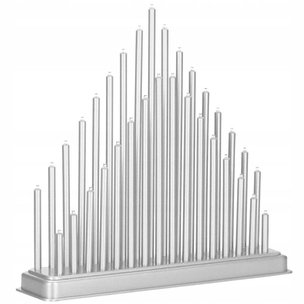 Lumanari decorative de Craciun, 33 becuri tip LED, culoare argintiu