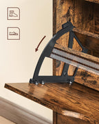 VASAGLE Dulap pantofi cu 2 usi flip, separator reglabil si detasabil, pentru 8-12 perechi, 24x60x102cm, maro rustic