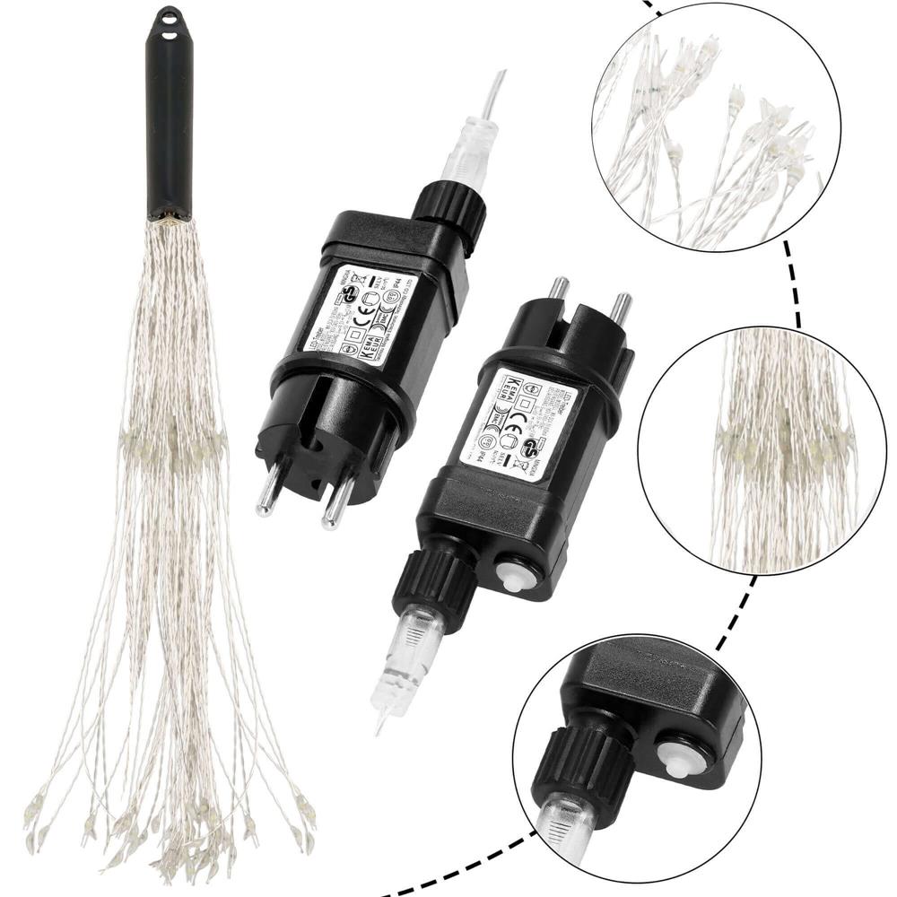 Instalatie lumina decorativa STAR cu 100 LED-uri, diametru 40cm, telecomanda, iluminare galbena