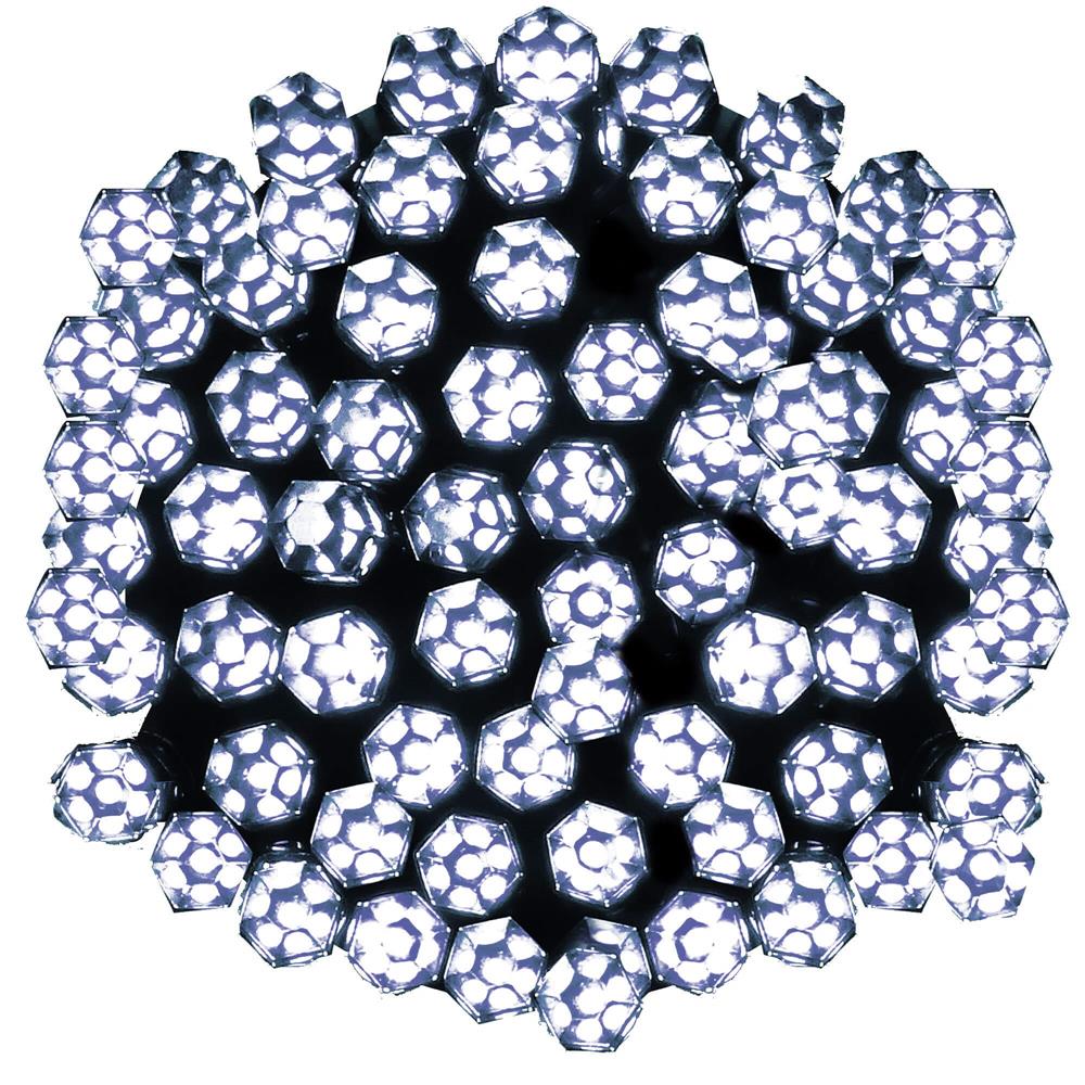 Instalatie lumini de exterior pentru gradina, 9 metri, 120 LED-uri forma cristal, cu baterii, alb