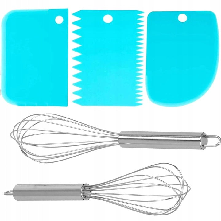 Set patiserie cu platou rotativ si 4 tavi de copt, 345 piese cu sabloane pentru ornarea prajiturilor