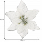 Set 10 ornamente pentru bradul de Craciun, stea Poinsettia, 13cm, gri argintiu