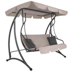 Leagan de gradina 190x115x176 cm, pentru 3 persoane, copertina reglabila, perne incluse, cadru otel si material impermeabil, bej