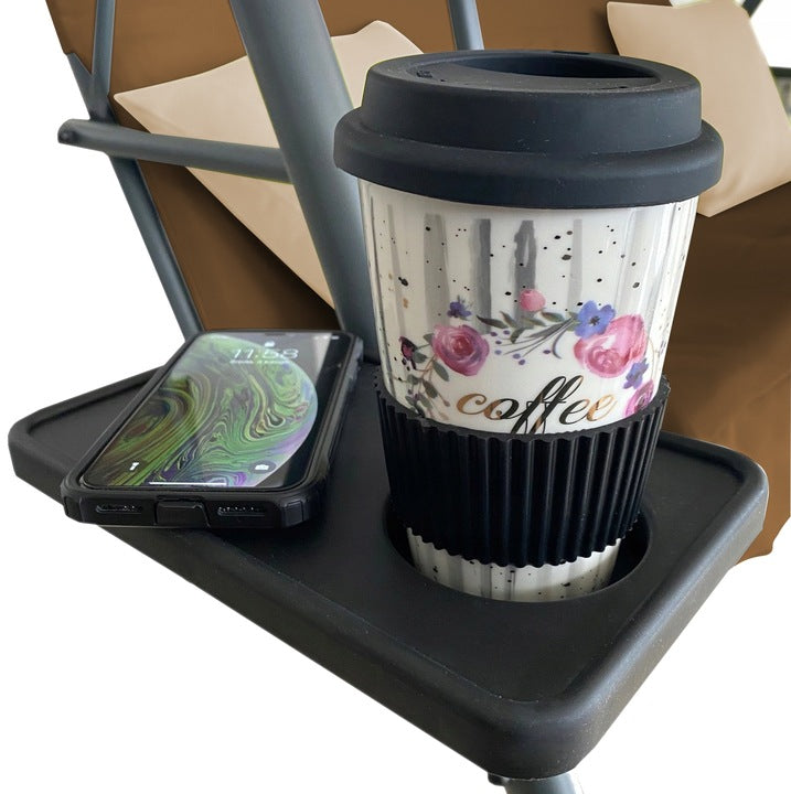 Leagan gradina 3 locuri 170x118x153 cm, cu perne, baldachin reglabil si masute laterale, structura otel, maro