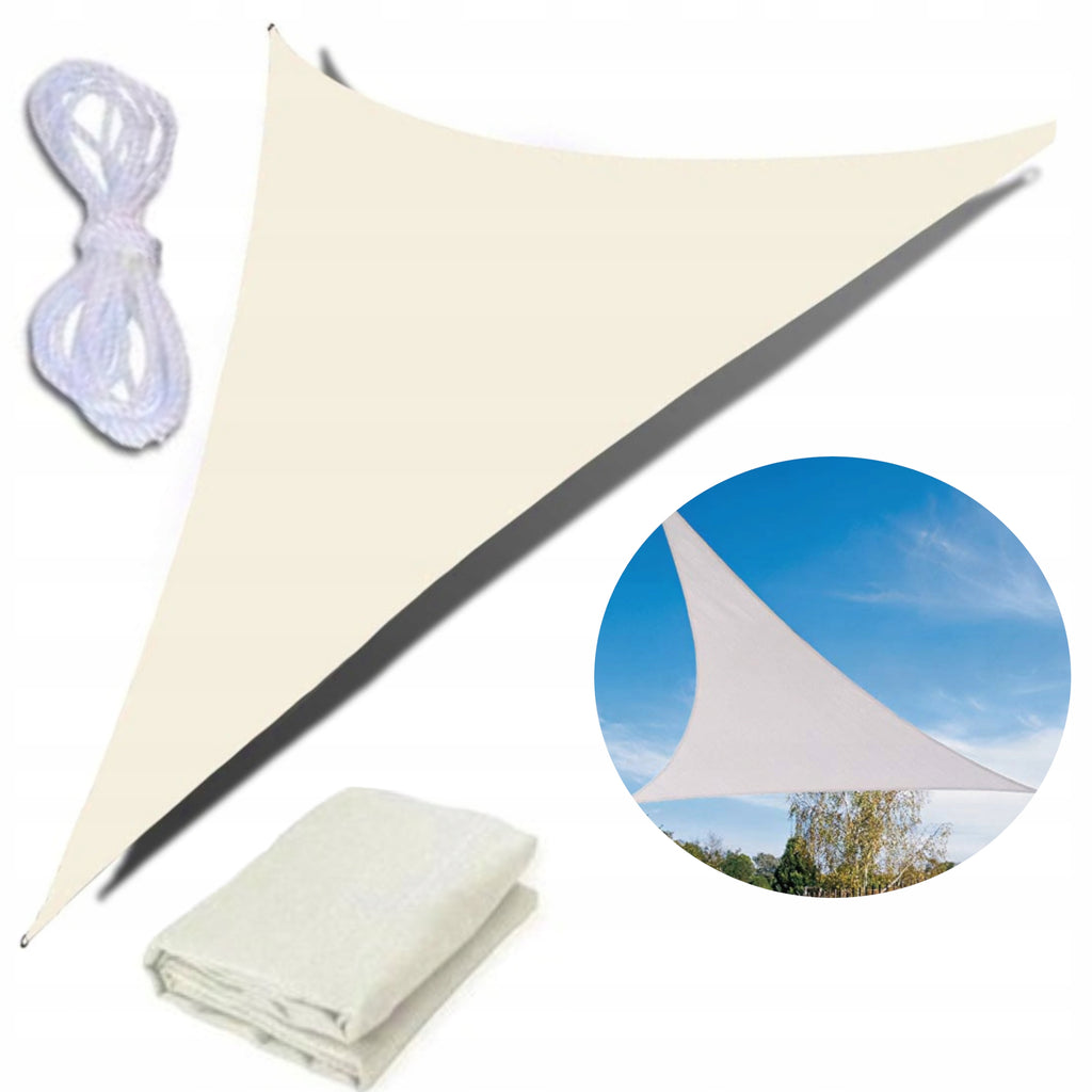 Prelata solara triunghiulara 300x300x300 cm, impermeabila, protectie UV, poliester 180g/mp, bej