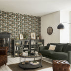 Masuta cafea rotunda Atmosphera Baris Chrono cu blat ceas, 95x47 cm, negru