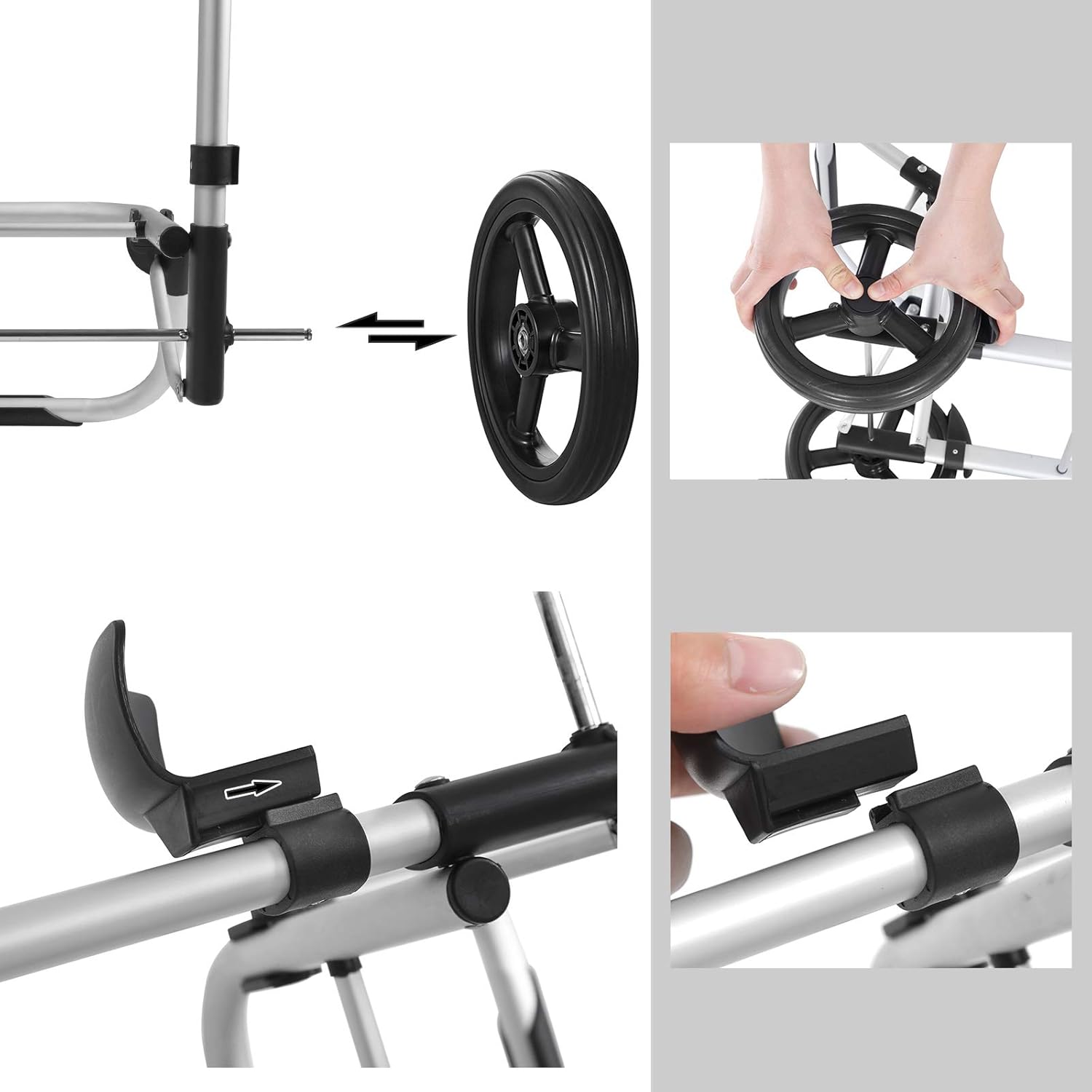 SONGMICS Carucior de cumparaturi piata, pliabil, compartiment frigorific, multifunctional, 44x35x100 cm, gri