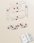VASAGLE Consola hol 100x30x80 cm, 2 sertare, raft deschis, colturi rotunjite, stil boho, MDF si ratan PVC, bej stejar