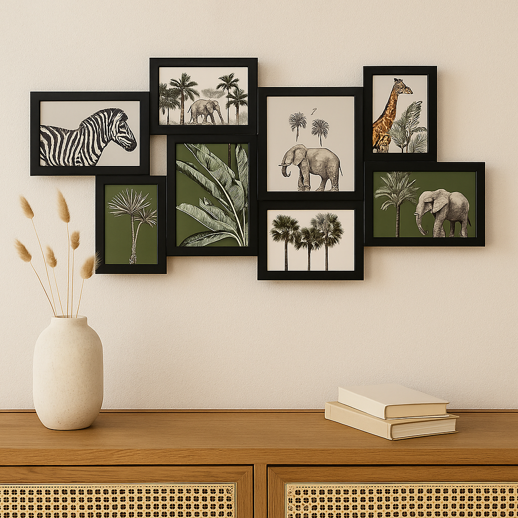 Rama foto colaj Atmosphera Cali pentru 8 poze, format orizontal, negru, 63x30 cm