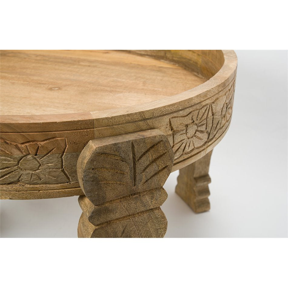 Masuta cafea rotunda Atmosphera Gypsy din lemn masiv de manguier, 51x34 cm, maro