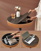 VASAGLE Masa de bar maro caramel, 59x59x(83-105) cm – inaltime reglabila, compartiment de depozitare