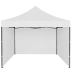 Cort tip pavilion cu 3 pereti laterali, structura solida otel si acoperis impermeabil PVC, 3x3 m cu inaltime reglabila, alb