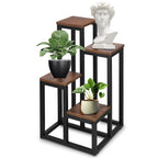 Stand pentru flori, cadru metalic, 4 etajere, 34x34x68 cm, maro inchis