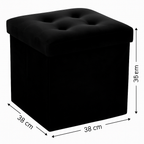 Taburet pliabil Atmosphera Lysandre cu spatiu de depozitare, 38x38x38 cm, negru