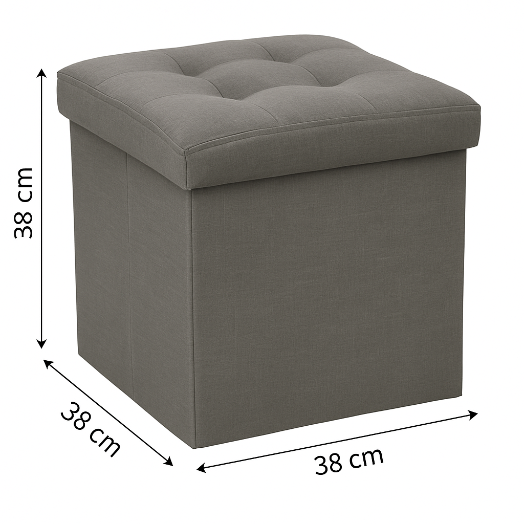 Taburet pliabil Atmosphera Lysandre cu spatiu de depozitare, 38x38x38 cm, gri