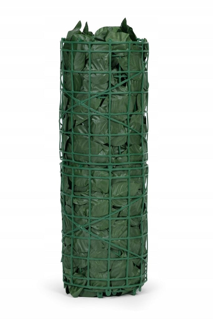 Gard artificial decorativ 50x500 cm, frunze ornamentale, protectie UV si intemperii, plastic PVC, verde inchis