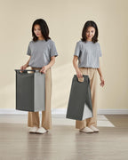 VASAGLE Cos rufe 4x40L, saci detasabili, raft superior si cadru metalic, 116x33x72 cm, negru si gri