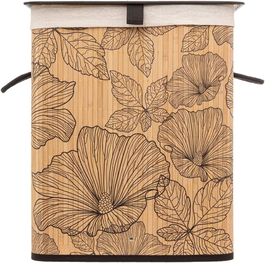 Cos rufe 5Five Blackflora, bambus, 60 litri, 42x31x51 cm, natur