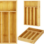 Organizator tacamuri si ustensile bucatarie, bambus, 25x35x5cm