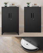 SONGMICS Dulap de birou multifunctional, din otel, 2 usi cu incuietoare, 40x60x90 cm, negru