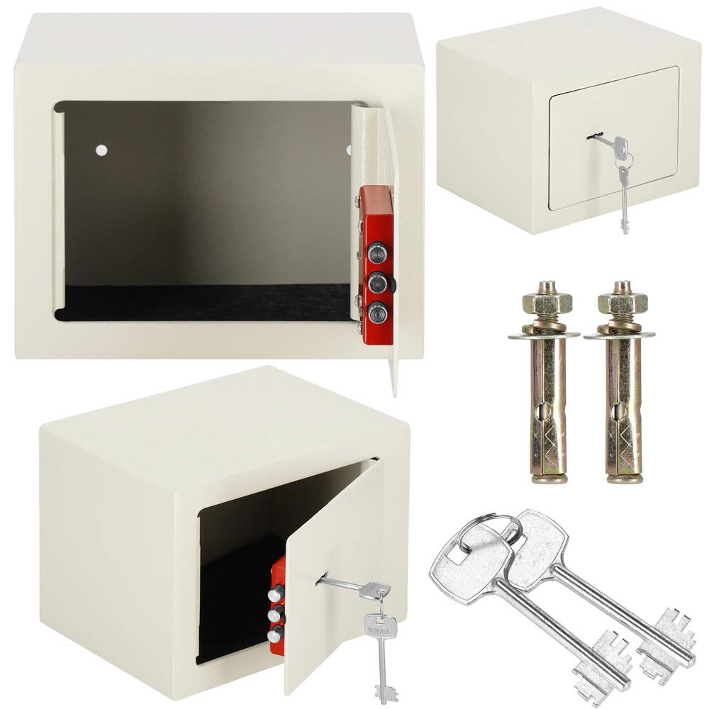 Seif standard cu cheie, 170x230x170 mm, Otel, Bej